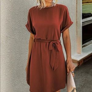 Solid Self Tie Tunic Dress